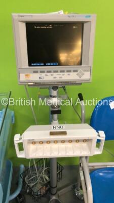 Mixed Lot Including 1 x Marsden Seated Weighing Scales,1 x Kanmed Baby Bed,1 x Oxford Major 190 Electric Patient Hoist and 1 x Agilent V26C Neonatal Patient Monitor on Stand with Philips Module Rack and Leads - 3