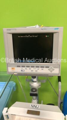 Mixed Lot Including 1 x Marsden Seated Weighing Scales,1 x Kanmed Baby Bed,1 x Oxford Major 190 Electric Patient Hoist and 1 x Agilent V26C Neonatal Patient Monitor on Stand with Philips Module Rack and Leads - 4