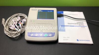 Nihon Kohden Cardiofax S Model ECG-1250K Electrocardiograph *Mfd 2016* with ECG Lead and Operators Manual (Powers Up)