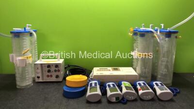 Mixed Lot Including 6 x Hospira 43445-61-01 Cups with Lids, 1 x APC Medical Model 4170 Bedside Monitor, 1 x Valleylab Footswitch, 1 x Sea Med Model 3100 Dual Chamber PSA Unit and 5 x Covidien Thermometer Units