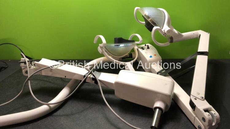 2 x Belmont 10500 Dental Lights (Both Untested Due to Cut Cables, 1 with Snapped Arm and 1 with Loose Socket-See Photos) *SN CGR120106 / CGR120105*