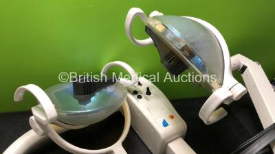 2 x Belmont 10500 Dental Lights (Both Untested Due to Cut Cables, 1 with Snapped Arm and 1 with Loose Socket-See Photos) *SN CGR120106 / CGR120105* - 2