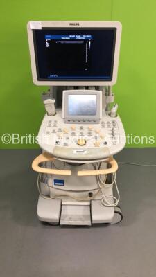 Philips iU22 Flat Screen Ultrasound Scanner on E.2 Cart *S/N 02XT02* **Mfd 11/2007** Software Version 5.2.2.44 with 4 x Transducers / Probes (X3-1 (Damage to Cable) , L17-5, C8-4v (Will Not Place in Transducer Port) and C5-2) and Sony UP-D897 Digital Grap