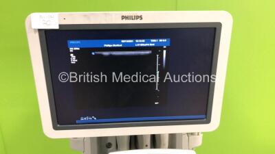 Philips iU22 Flat Screen Ultrasound Scanner on E.2 Cart *S/N 02XT02* **Mfd 11/2007** Software Version 5.2.2.44 with 4 x Transducers / Probes (X3-1 (Damage to Cable) , L17-5, C8-4v (Will Not Place in Transducer Port) and C5-2) and Sony UP-D897 Digital Grap - 3