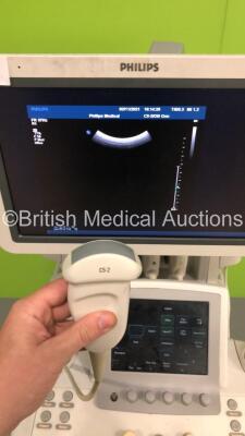 Philips iU22 Flat Screen Ultrasound Scanner on E.2 Cart *S/N 02XT02* **Mfd 11/2007** Software Version 5.2.2.44 with 4 x Transducers / Probes (X3-1 (Damage to Cable) , L17-5, C8-4v (Will Not Place in Transducer Port) and C5-2) and Sony UP-D897 Digital Grap - 8