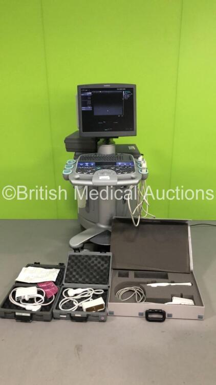 Siemens Acuson S2000 Flat Screen Ultrasound Scanner Model 10041461 *S/N 202991* **Mfd 12/2010** Software Version 400.1.031 with 6 x Transducers / Probes (14L5, 9L4, 4C1 *Mfd 2010* , EC9-4 *Mfd 2010*, 6C2 and 4C1 *Mfd 2010) (Powers Up) ***IR239***