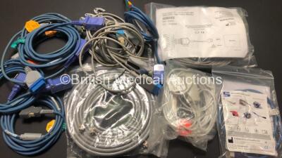 Job Lot Including 1 x Welch Allyn Propaq CS Monitor with Power Supply, 1 x Datex-Ohmeda S5 Monitor (Damaged Display) 1 x Nellcor N-550 Oximeter and Various Monitor Leads (See Photos for References) - 5