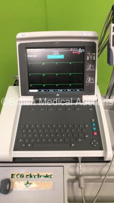 GE MAC 5500 ECG Machine on Stand with 10 Lead ECG Leads (Powers Up - Missing Button - See Pictures) - 2