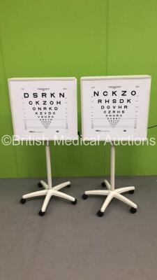 2 x Precision Vision Light Boxes / Vision Charts on Stands (Both Power Up)