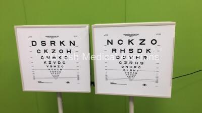 2 x Precision Vision Light Boxes / Vision Charts on Stands (Both Power Up) - 2