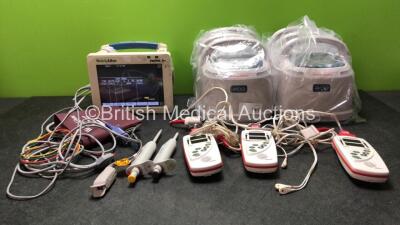 Mixed Lot Including 1 x Welch Allyn Model 242 Patient Monitor Including ECG, NIBP, T1, T2, SpO2 Options with 1 x SpO2 Finger Sensor, 1 x 3 Lead ECG Lead, 1 x BP Cuff and Hose (Powers Up with Cracked Casing-See Photo) 6 x Arjo Flowtron ACS900 Front Spare C