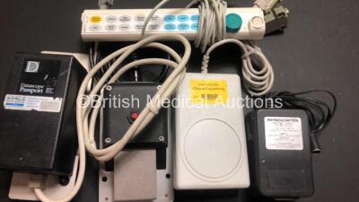 Mixed Lot Including 5 x Footswitches, 1 x Alaris IVAC Temp Plus II Model 2080 Thermometer, 1 x Datascope Passport Power Supply and 1 x Maxtec Oxygen Analyzer - 6