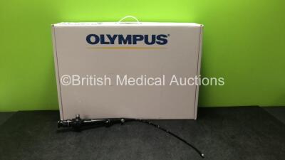 Olympus CYF-5 Cystoscope in Case - Engineer's Report : Optical System - 0 Broken Fibers, Minor Dirt on Mask, Angulation - No Fault Found, Insertion Tube - No Fault Found, Light Transmission - No Fault Found, Channels - No Fault Found, Leak Check - No Faul