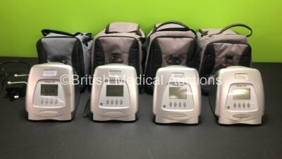 4 x Breas iSleep 20i Ventilators with 4 x AC Power Supplies in Carry Bags (All Power Up)