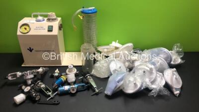 Job Lot Including 1 x Electric Suction Unit with 2 x Cups, 17 x Lids and 8 x Valves - Regulators