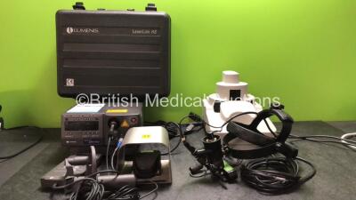 Job Lot Including 1 x Lumenis Novus Spectra Laser with 1 x Lumenis Ref 0642-936-01 Attachment, 1 x Footswitch and 1 x Case (Untested Due to Missing Key) 1 x Lumenis Ref 0642-172-01 Laser Indirect Ophthalmoscope (Powers Up)