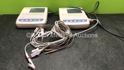 2 x Nihon Kohden Cardiofax S Electrocardiograph Machines with 1 x 10 Lead ECG Lead (Both Power Up)