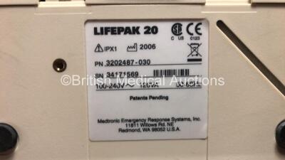 2 x Lifepak 20 Defibrillator / Monitors *Mfd 2006 - 2005* Including ECG and Printer Options with 2 x Paddle Leads and 2 x ECG Leads (Both Power Up) *GL* - 6