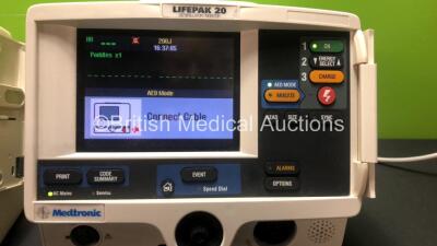 2 x Lifepak 20 Defibrillator / Monitors *Mfd 2004 - 2005* Including ECG and Printer Options with 2 x Paddle Leads and 2 x ECG Leads (Both Power Up) *GL* - 2