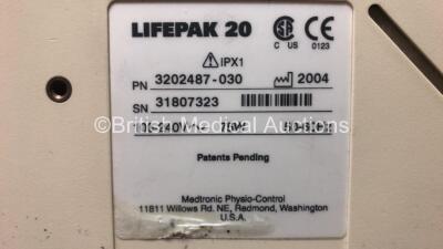 2 x Lifepak 20 Defibrillator / Monitors *Mfd 2004 - 2005* Including ECG and Printer Options with 2 x Paddle Leads and 2 x ECG Leads (Both Power Up) *GL* - 5