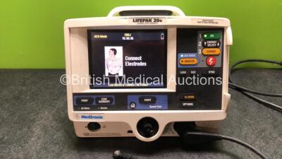 Lifepak 20e Defibrillator / Monitor with ECG and Printer Options Including 1 x Paddle Lead and 1 x 3 Lead ECG Lead (Powers Up with Missing Door-See Photo) - 2