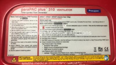 Pneupac paraPAC Plus 310 Ventilator with Hose *2* - 5