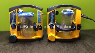 2 x Laerdal LSU Suction Units with Cups (Both Power Up, 1 with Cracked Casing-See Photos) *SN 78480967385, 78030666287*