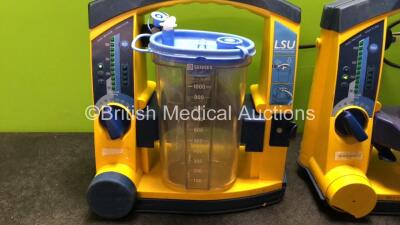 2 x Laerdal LSU Suction Units with Cups (Both Power Up, 1 with Cracked Casing-See Photos) *SN 78480967385, 78030666287* - 2