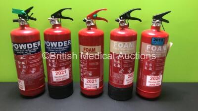 5 x Stedall Fire Extinguishers (2 x Powder, 3 x Foam) *2*