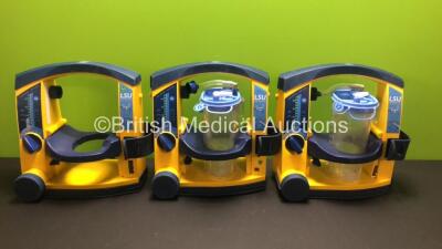 3 x Laerdal LSU Suction Units with 2 x Cups with Lids (All Power Up) *78101354898 - 78240961042 - 78090957314*