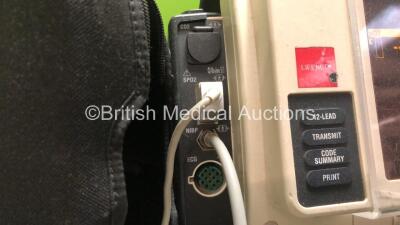 Medtronic Lifepak 12 Biphasic Defibrillator Including ECG, SpO2, NIBP, CO2 and Printer Options with 2 x Lifepak NiCd Batteries, 1 x NIBP Hose, 1 x BP Cuff, 1 x SpO2 Finger Sensor and 1 x Paddle Lead (Powers Up) *SN 37620264* - 3