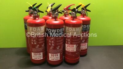 7 x Stedall Fire Extinguishers (3 x Powder, 4 x Foam)