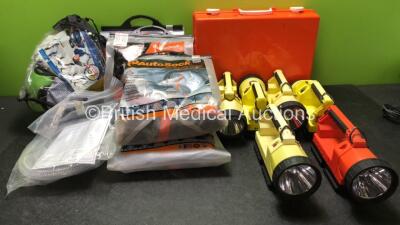 Mixed Lot Including 1 x Ambulance Child Restraint Belt Kit, 4 x Vehicle Auto Socks, 5 x Flashlights, 1 x Medicine Case and 1 x Pneupac Ref 100/905/340 Breathing Tube Circuit