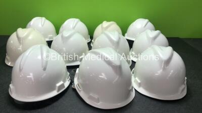 11 x White Safety Helmets