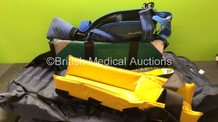 Mixed Lot Including 1 x Oxygen Carry Bag (Broken Zip-See Photo) 1 x Oxy Litre Oxygen Bottle Carry Bag, 1 x Medtree Leg Splint and 3 x Hartwell Medical Evac-U-Splint Mattresses