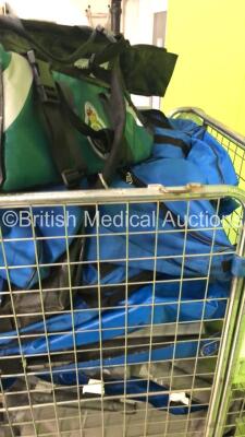 Cage of Mixed Ambulance Equipment Including Oxygen Bags,Skid Mats and Splints (Cage Not Included) - 4