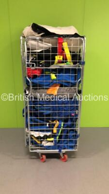 Cage of Mixed Ambulance Equipment Including Skid Mats,Splints and Lifepak Defibrillator Bags (Cage Not Included)