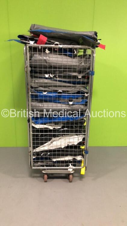 Cage of Mixed Ambulance Equipment Including Hartwell Medical Evac-U-Splint Mattresses (Cage Not Included)