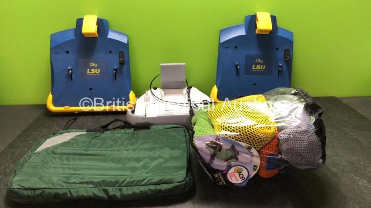 Mixed Lot Including 2 x LSU Ref 782600 Wall Brackets and 1 x Mangar Airflo 24 Stowage and Charging Point, 1 x Carry Bag and 1 x ACR Ambulance Child Restraint Belts *SN CD01020201288, 78460919821, 78320814686*