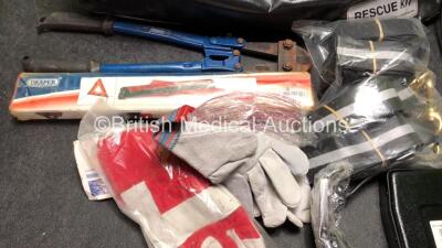 Mixed Lot Including 2 x Patslide Boards, 1 x Rescue Kit Carry Bag, 1 x Crowbar, 1 x Warning Triangle, 4 x Straps, 2 x Safety Gloves and 2 x Secamb Model MTCDP-H5 Gateway Units *SN 16624473, 20495032* - 4