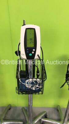 4 x Welch Allyn 420 Series Vital Signs Monitors on Stands with 3 x SPO2 Finger Sensors and 4 x BP Hoses and Cuffs (All Power Up) - 3