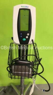 4 x Welch Allyn 420 Series Vital Signs Monitors on Stands with 4 x BP Hoses and Cuffs (All Power Up) - 5