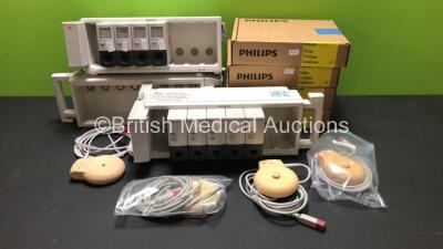 Large Job Lot of Patient Monitoring Accessories Including 3 x Philips Module Racks Including 4 x VueLink and 5 x IntelliBridge EC10,2 x TOCO + Fetal Transducers,1 x US Fetal Transducer,1 x TOCO Fetal Transducer and 4 x Philips IntelliVue Remote Controls R