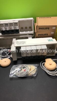 Large Job Lot of Patient Monitoring Accessories Including 3 x Philips Module Racks Including 4 x VueLink and 5 x IntelliBridge EC10,2 x TOCO + Fetal Transducers,1 x US Fetal Transducer,1 x TOCO Fetal Transducer and 4 x Philips IntelliVue Remote Controls R - 3