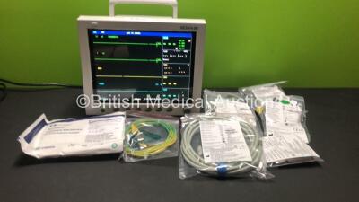 EDAN iM8 Patient Monitor with ECG,NIBP,SpO2,T1,T2,Printer Options and Assorted Leads (Powers Up-In Excellent Condition) * Mfd 2016 *