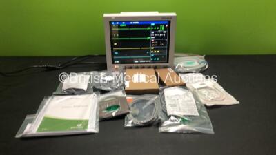 EDAN iM8 Patient Monitor with ECG,NIBP,SpO2,T1,T2,Printer Options and Assorted Leads (Powers Up-In Excellent Condition) * Mfd 2016 *