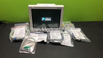 EDAN iM8 Patient Monitor with ECG,NIBP,SpO2,T1,T2,Printer Options and Assorted Leads (Powers Up-In Excellent Condition) * Mfd 2016 *