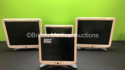 4 x Fukuda Denshi DS-7300 Monitors (3 x Power Up, 1 x No Power and Cracked Screen)