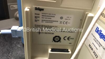 4 x Drager Infinity Delta XL Patient Monitors (All Power Up with Cracked Casing-Power Supplies Not Included) *SN 6001562180, 5399460456, 5399410564, 5399453660* - 8