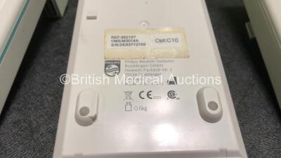 3 x Philips M3014A Module Including CCO/C0, CO2, Temp and Press Options (All with Cracked Casing- 1 with Missing Cover-See Photo) - 5